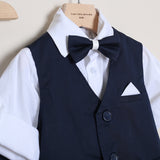 Completo Elegante Con Bermuda+Camicia+Gilet+Papillon