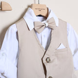 Completo Elegante Con Bermuda+Camicia+Gilet+Papillon