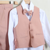 Completo Elegante Con Pantalone+Giacca+Camicia+Gilet+Papillon