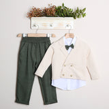 Completo Elegante Pantalone+Giacca+Camicia+Papillon