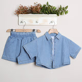 Completo Denim Con Short+Camici+Canotta
