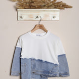 Felpa Con Inserti Denim