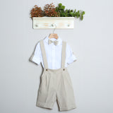 Completo Elegante Con Short+Bretelle+Camicia+Papillon