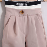 Pantalone Gamba Larga Con Vita Combinata