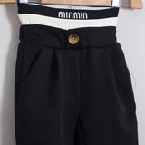 Pantalone Gamba Larga Con Vita Combinata