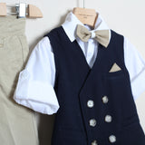 Completo Elegante Con Pantalone+Camicia+Gilet+Papillon