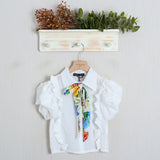 Camicia Balze Con Fiocco Floreale