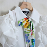 Camicia Balze Con Fiocco Floreale