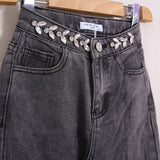 Jeans Baggy Con Applicazioni In vita