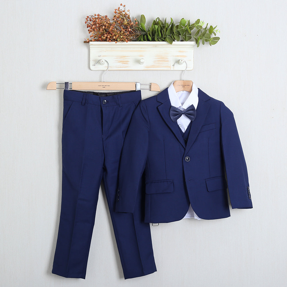 Completo Elegante Con Pantalone+Giacca+Camicia+Gilet+Papillon