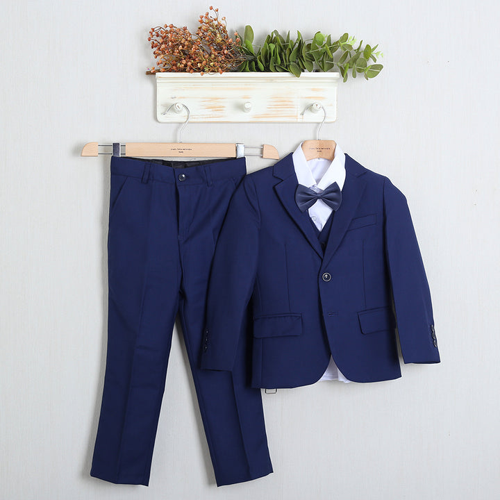 Completo Elegante Con Pantalone+Giacca+Camicia+Gilet+Papillon