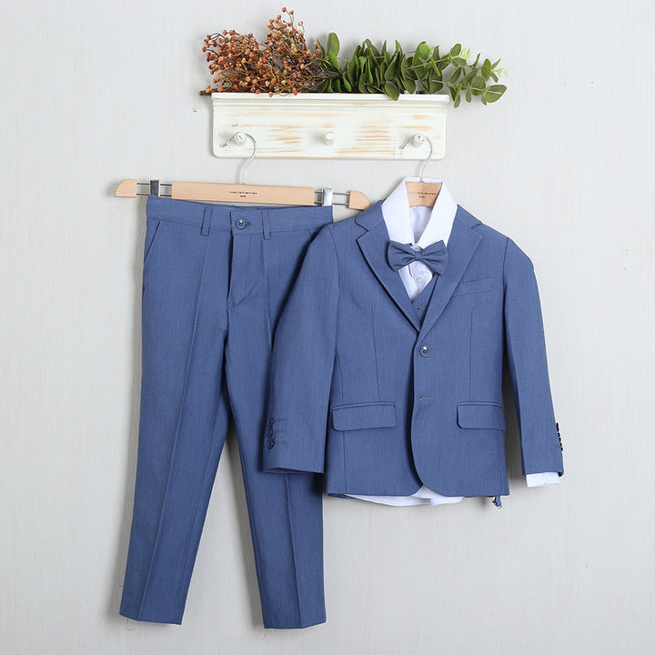 Completo Elegante Con Pantalone+Giacca+Camicia+Gilet+Papillon