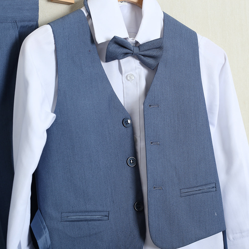 Completo Elegante Con Pantalone+Giacca+Camicia+Gilet+Papillon