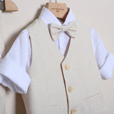 Completo Elegante Con Bermuda+Camicia+Gilet+Papillon