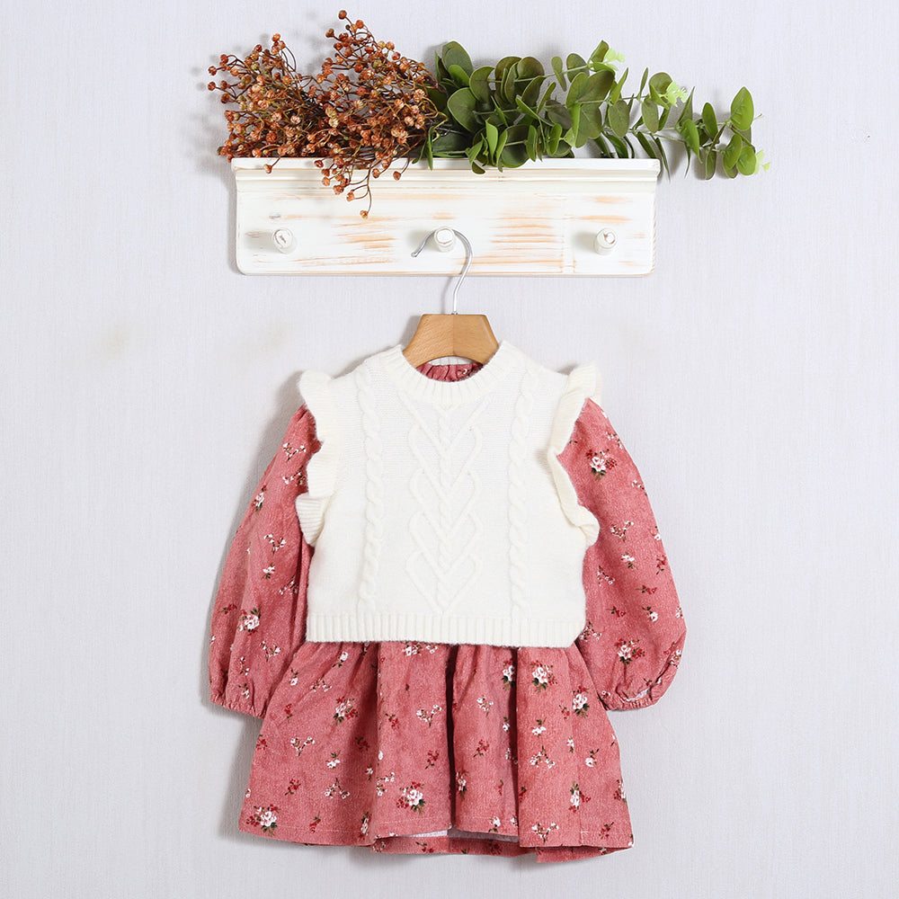Vestito Floreale Con Gilet