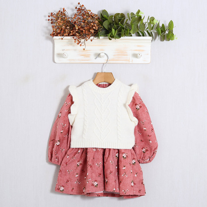 Vestito Floreale Con Gilet