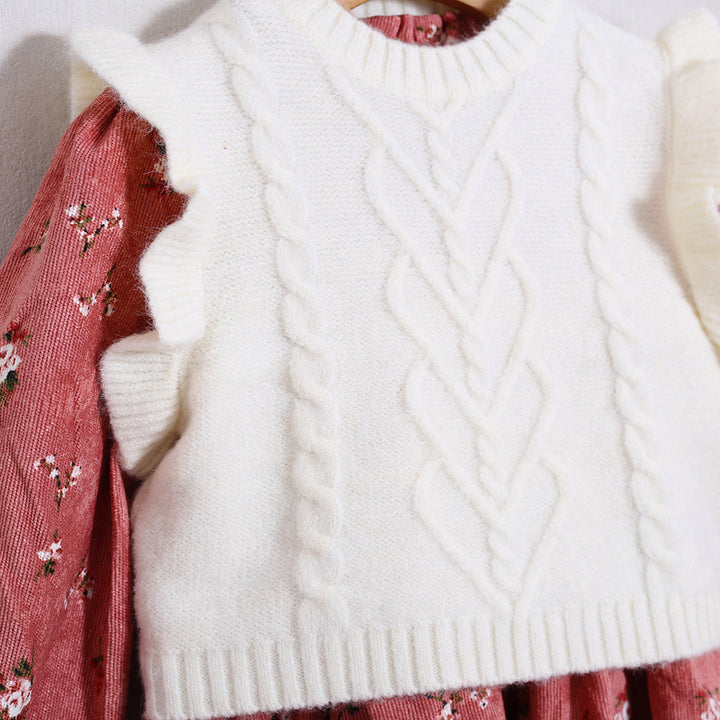 Vestito Floreale Con Gilet