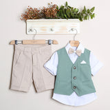 Completo Cerimoniale Con Bermuda+Camicia+Gilet+Papillon