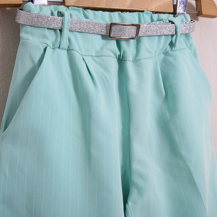 Pantalone Gessato A Palazzo(Cintura Inclusa)
