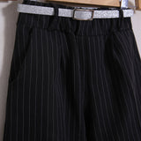 Pantalone Gessato A Palazzo(Cintura Inclusa)