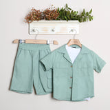 Coordinato Lino Con Bermuda Cargo+Camicia+T-Shirt