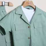 Coordinato Lino Con Bermuda Cargo+Camicia+T-Shirt