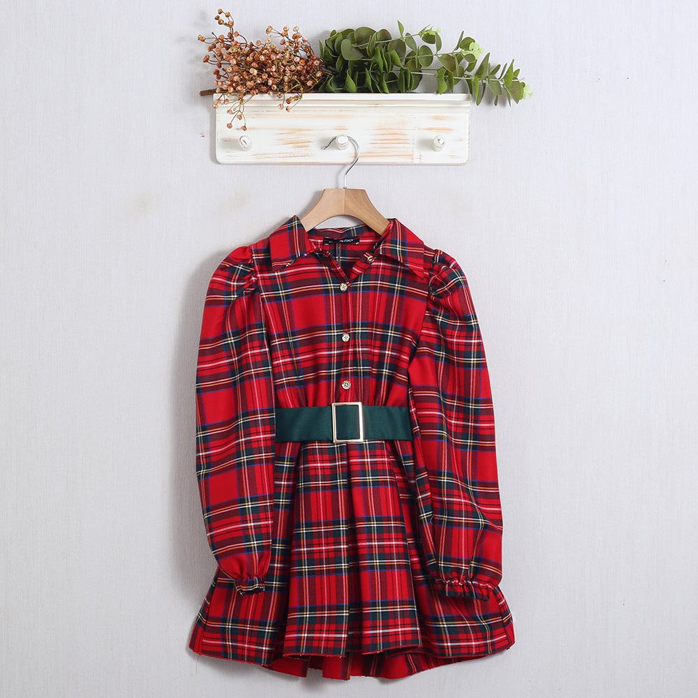 Vestito Ampio Con Pence Manica A Sbuffo (Cintura Inclusa)