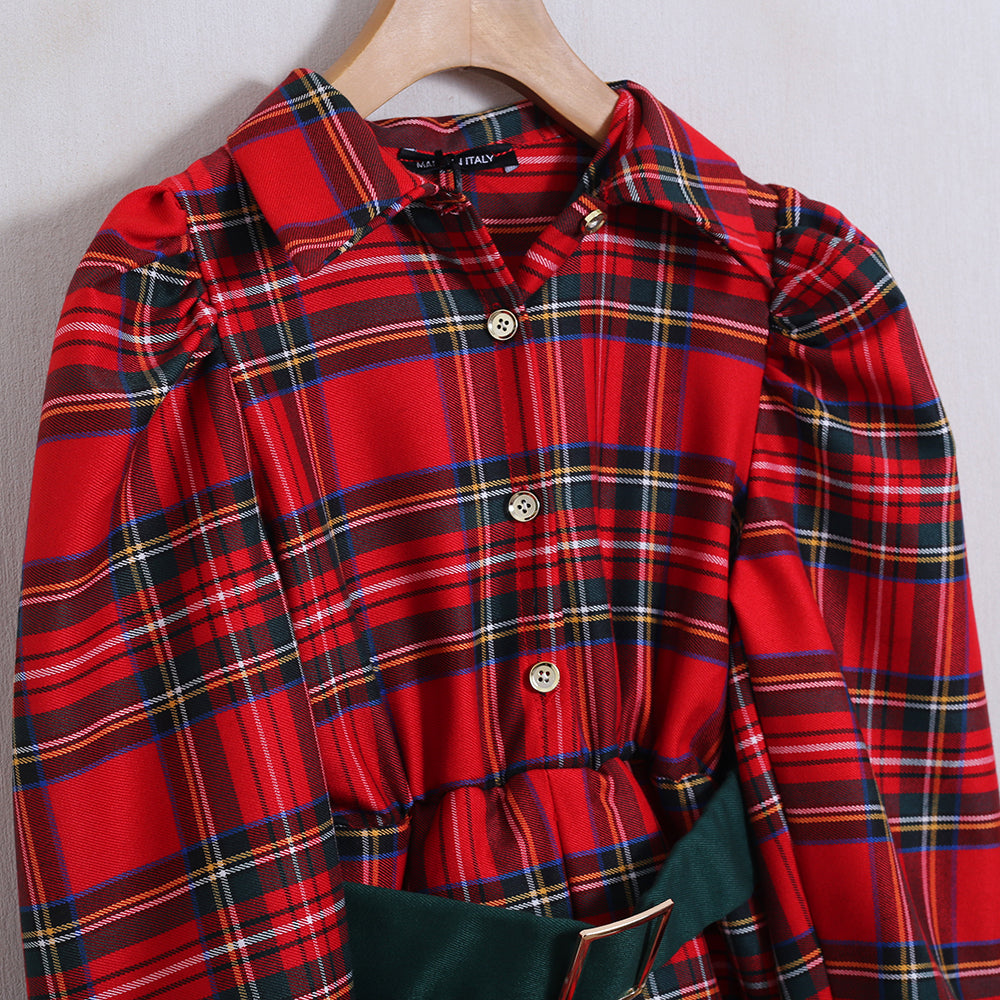 Vestito Ampio Con Pence Manica A Sbuffo (Cintura Inclusa)