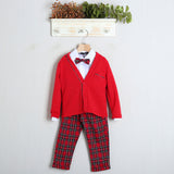 Completo Natalizio "Pierre Cardin" Pantalone+Cardigan+Camicia+Papillon