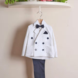 Completo Elegante Con Giacca+Pantalone+Camicia+Gilet+Papillon