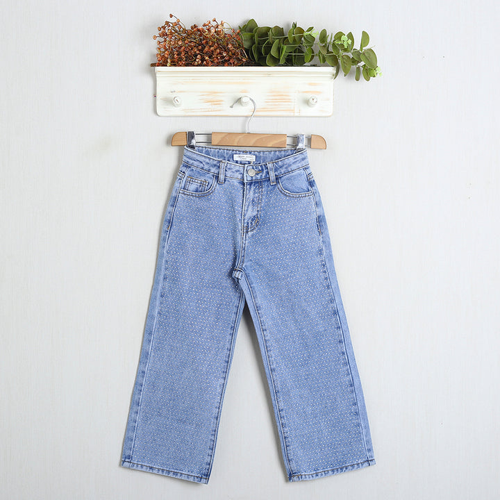 Jeans Gamba Larga Con Applicazioni