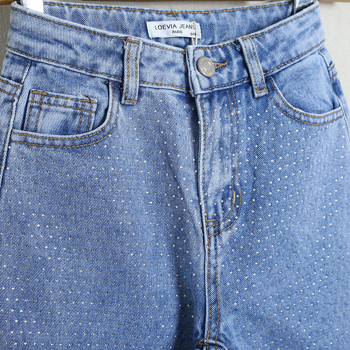 Jeans Gamba Larga Con Applicazioni