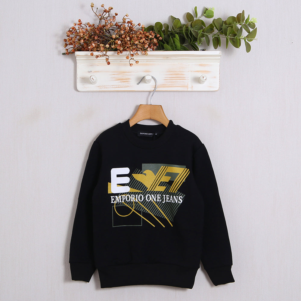 Warmes Baumwoll-Sweatshirt mit Frontprint 