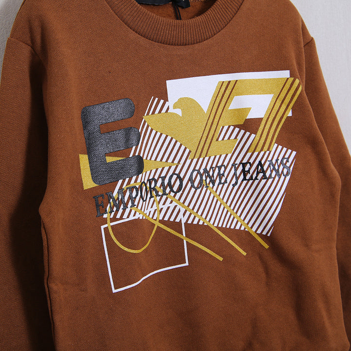 Warmes Baumwoll-Sweatshirt mit Frontprint 