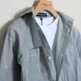 Camicia Rigata Over Con T-Shirt Basic Inclusa