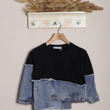 Felpa Con Inserti Denim