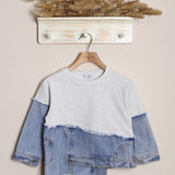 Felpa Con Inserti Denim