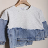 Felpa Con Inserti Denim