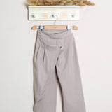 Pantalone Gamba Larga Con Pieghe