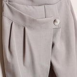 Pantalone Gamba Larga Con Pieghe
