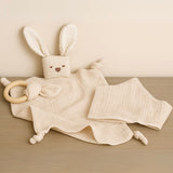 Doudou coniglietto con gioco e bavetta